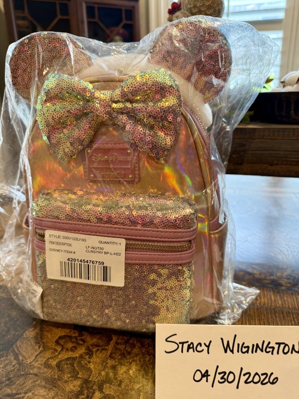 Loungefly Pink Iridescent Disney Parks 50th Anniversary Backpack